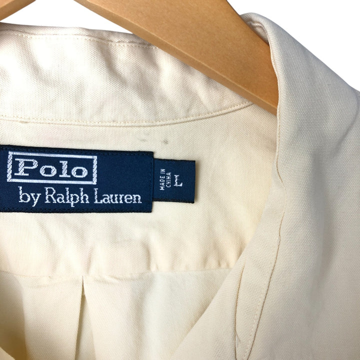 Ralph Lauren POLO by Ralph Lauren Short Sleeve Open Collar Cotton Shirt Box Shirt Men's L Size cotton yellow type Vintage Second Hand