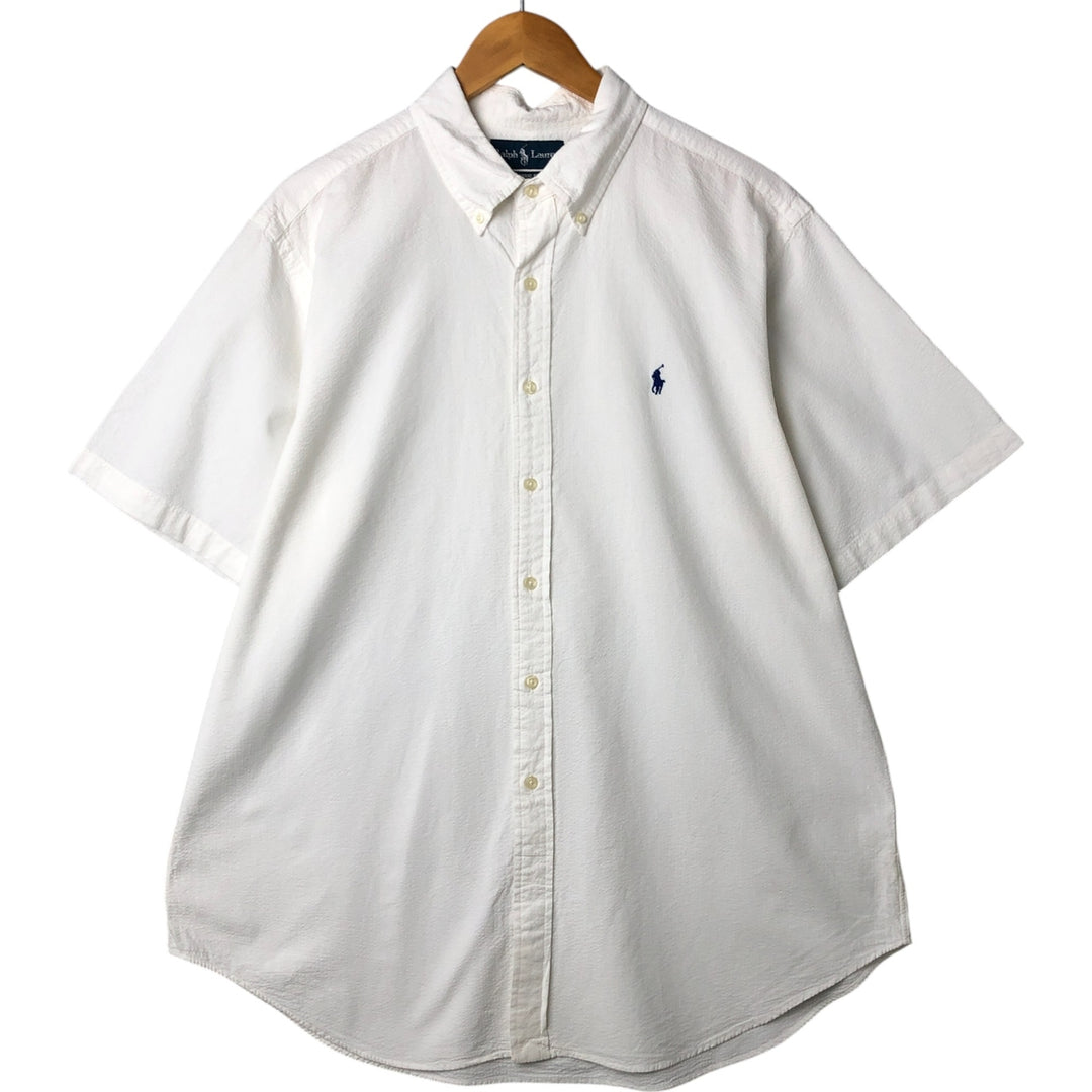 Ralph Lauren Classic Fit Seersucker Short Sleeve Button Down Shirt Men's XL cotton white type Vintage Second Hand