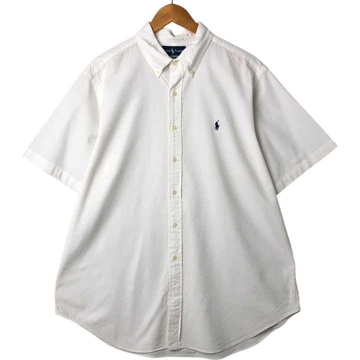 Ralph Lauren Classic Fit Seersucker Short Sleeve Button Down Shirt Men's XL cotton white type Vintage Second Hand