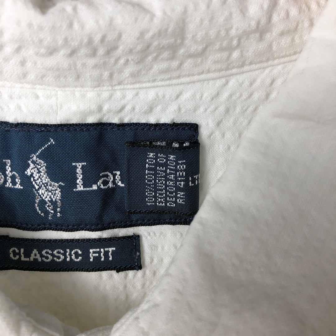 Ralph Lauren Classic Fit Seersucker Short Sleeve Button Down Shirt Men's XL cotton white type Vintage Second Hand