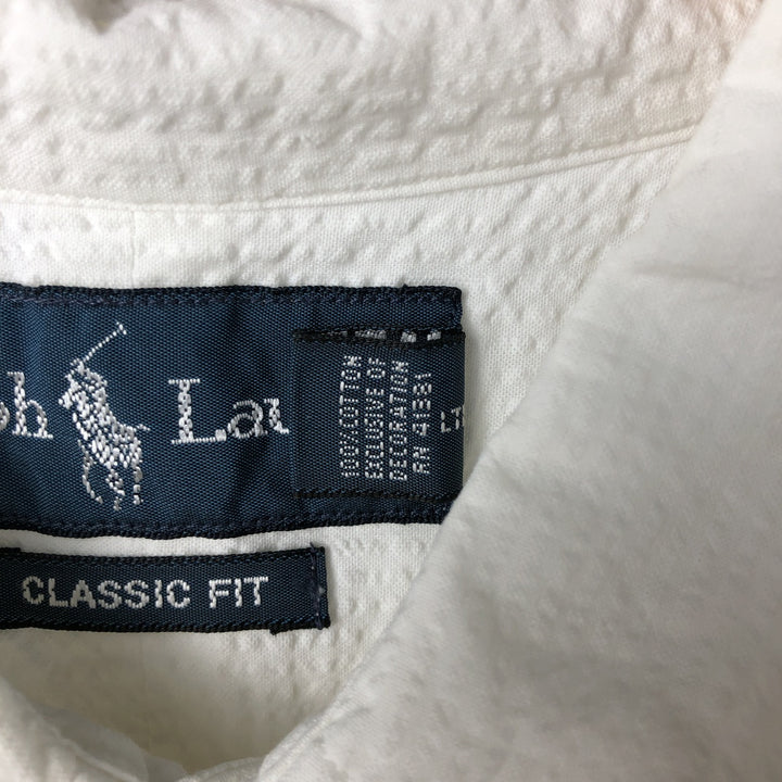 Ralph Lauren Classic Fit Seersucker Short Sleeve Button Down Shirt Men's XL cotton white type Vintage Second Hand