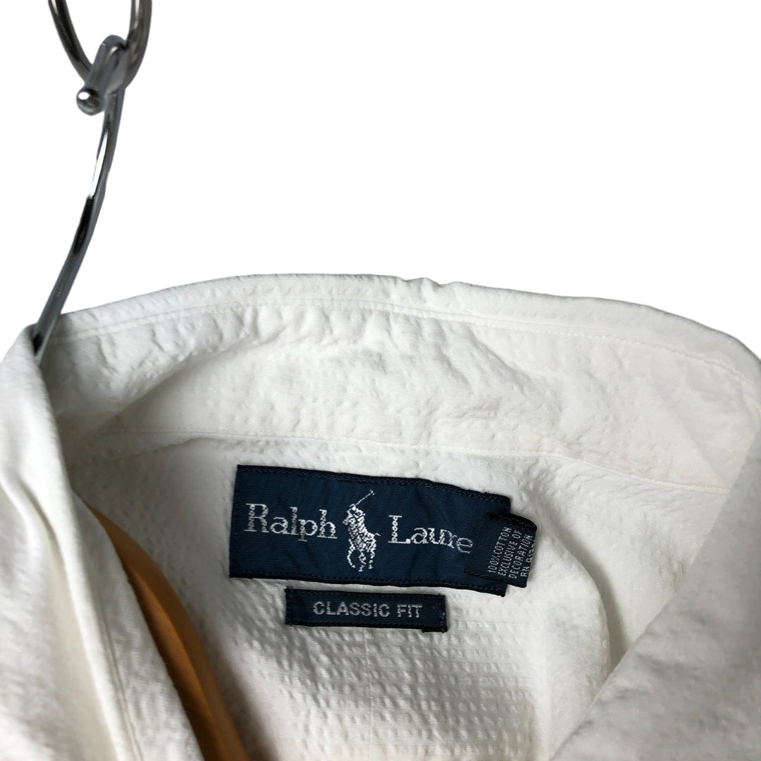 Ralph Lauren Classic Fit Seersucker Short Sleeve Button Down Shirt Men's XL cotton white type Vintage Second Hand