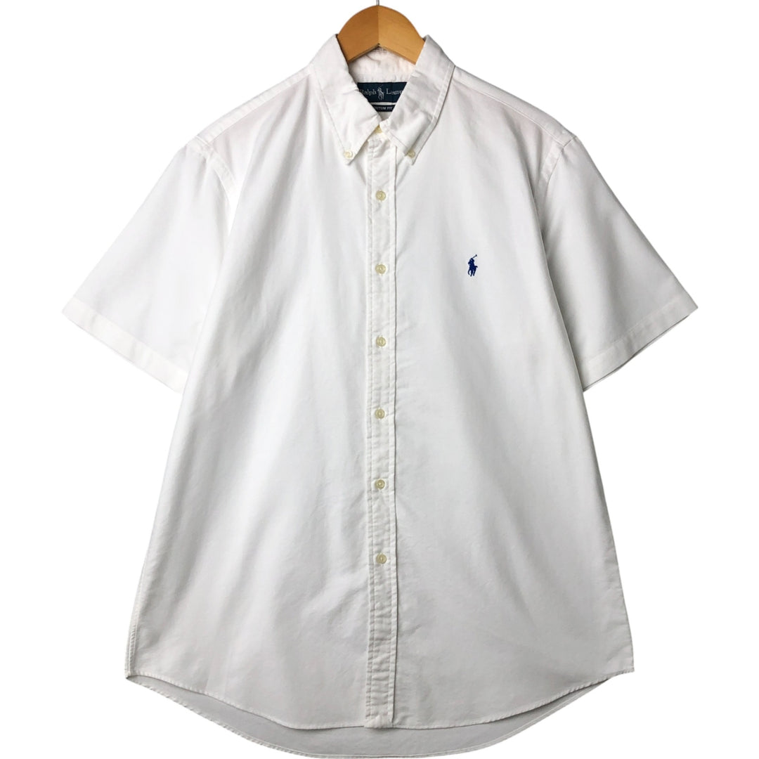 Ralph Lauren CUSTOM FIT short sleeve button down shirt, men's size L cotton white type Vintage Second Hand