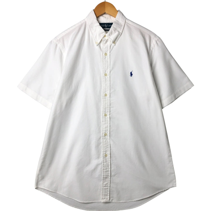 Ralph Lauren CUSTOM FIT short sleeve button down shirt, men's size L cotton white type Vintage Second Hand