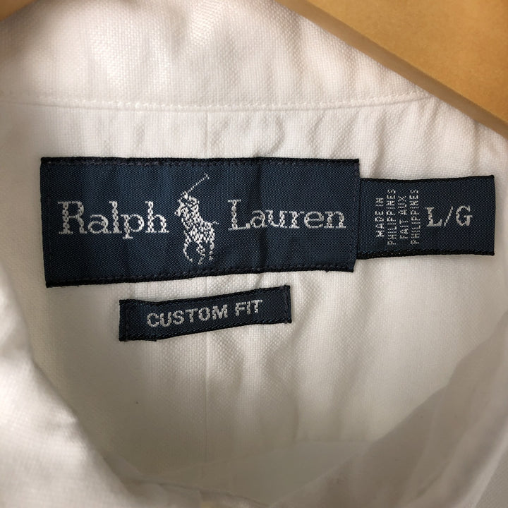 Ralph Lauren CUSTOM FIT short sleeve button down shirt, men's size L cotton white type Vintage Second Hand