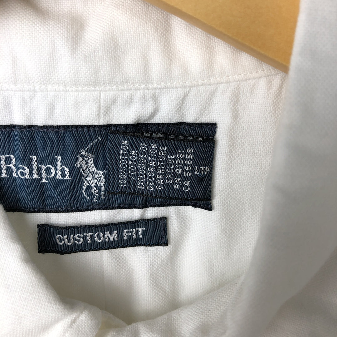 Ralph Lauren CUSTOM FIT short sleeve button down shirt, men's size L cotton white type Vintage Second Hand