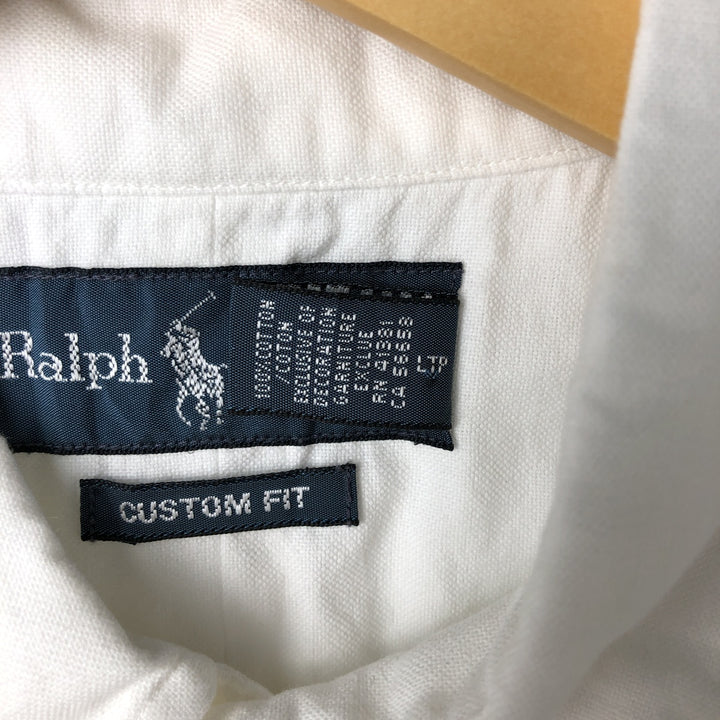 Ralph Lauren CUSTOM FIT short sleeve button down shirt, men's size L cotton white type Vintage Second Hand