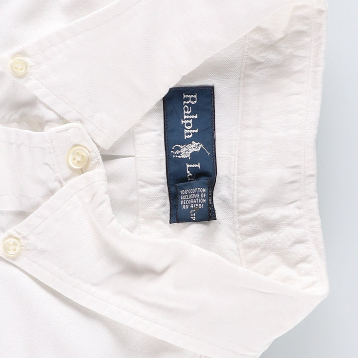 Ralph Lauren BLAKE short sleeve button down shirt, men's XL size cotton white type Vintage Second Hand