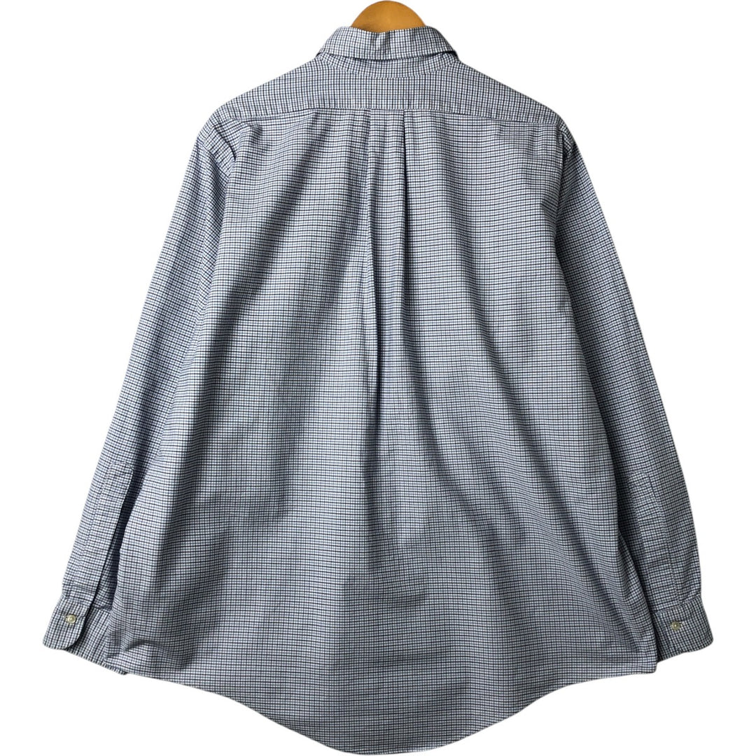 Brooks Brothers MAKERS Long Sleeve Button-Down Check Shirt Made in USA Men's XL Supima Cotton blue type Vintage Second Hand