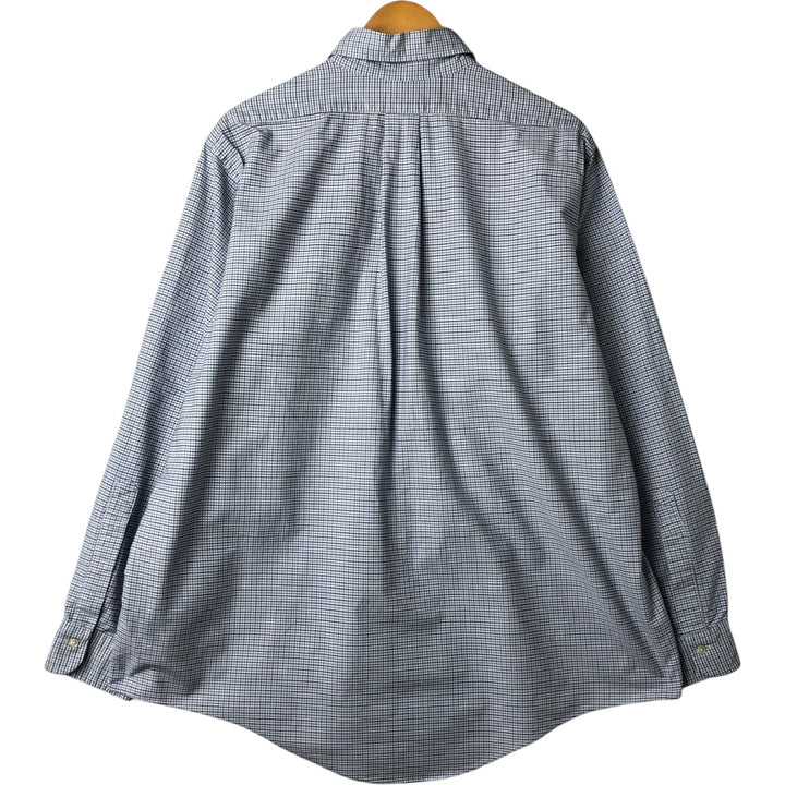 Brooks Brothers MAKERS Long Sleeve Button-Down Check Shirt Made in USA Men's XL Supima Cotton blue type Vintage Second Hand