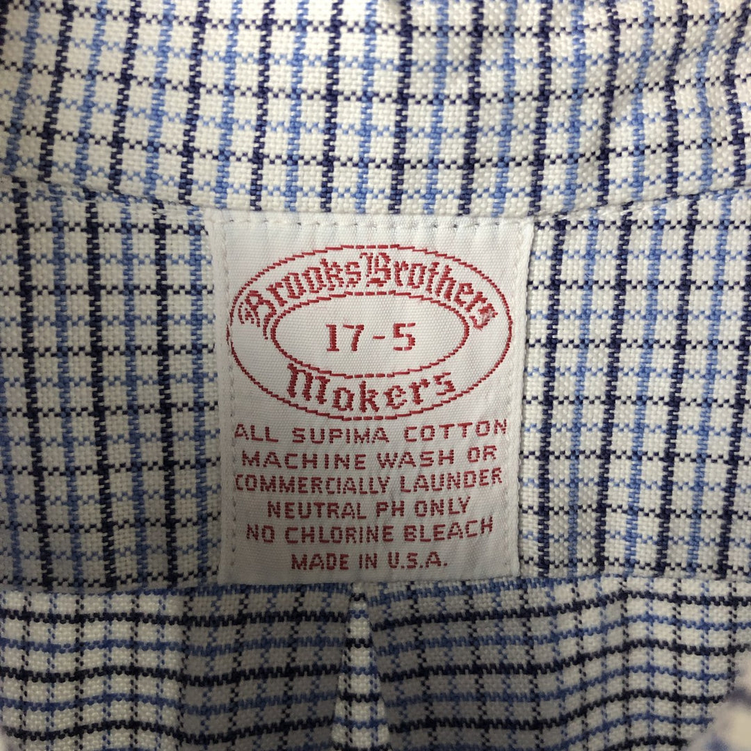 Brooks Brothers MAKERS Long Sleeve Button-Down Check Shirt Made in USA Men's XL Supima Cotton blue type Vintage Second Hand