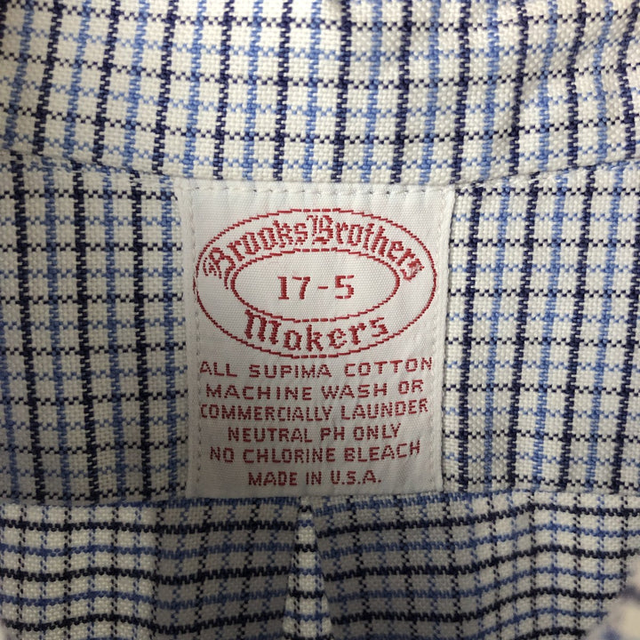 Brooks Brothers MAKERS Long Sleeve Button-Down Check Shirt Made in USA Men's XL Supima Cotton blue type Vintage Second Hand