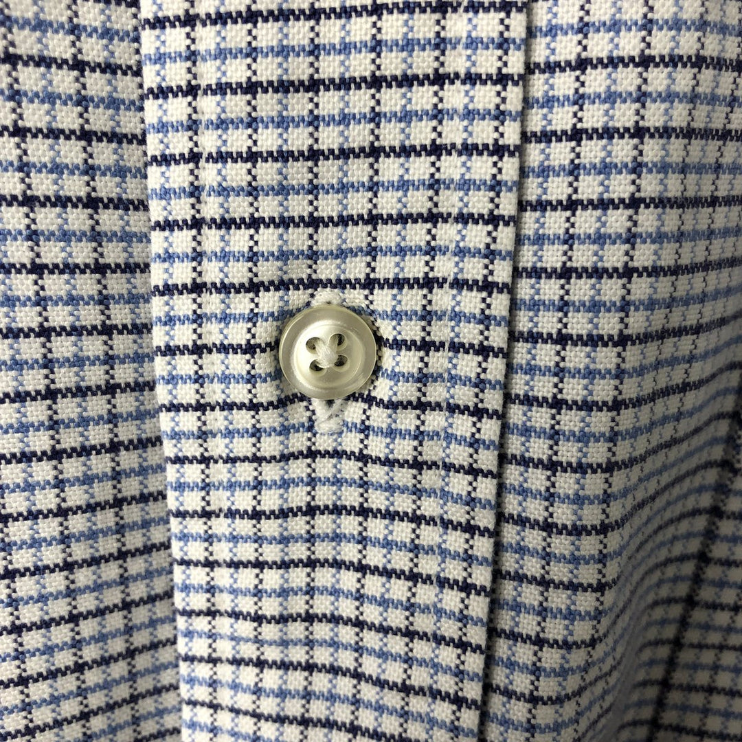 Brooks Brothers MAKERS Long Sleeve Button-Down Check Shirt Made in USA Men's XL Supima Cotton blue type Vintage Second Hand