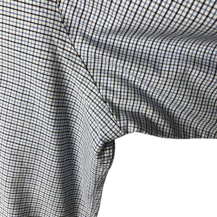 Brooks Brothers MAKERS Long Sleeve Button-Down Check Shirt Made in USA Men's XL Supima Cotton blue type Vintage Second Hand