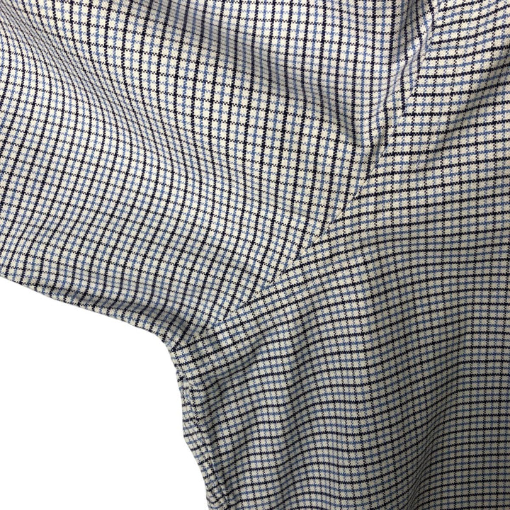 Brooks Brothers MAKERS Long Sleeve Button-Down Check Shirt Made in USA Men's XL Supima Cotton blue type Vintage Second Hand