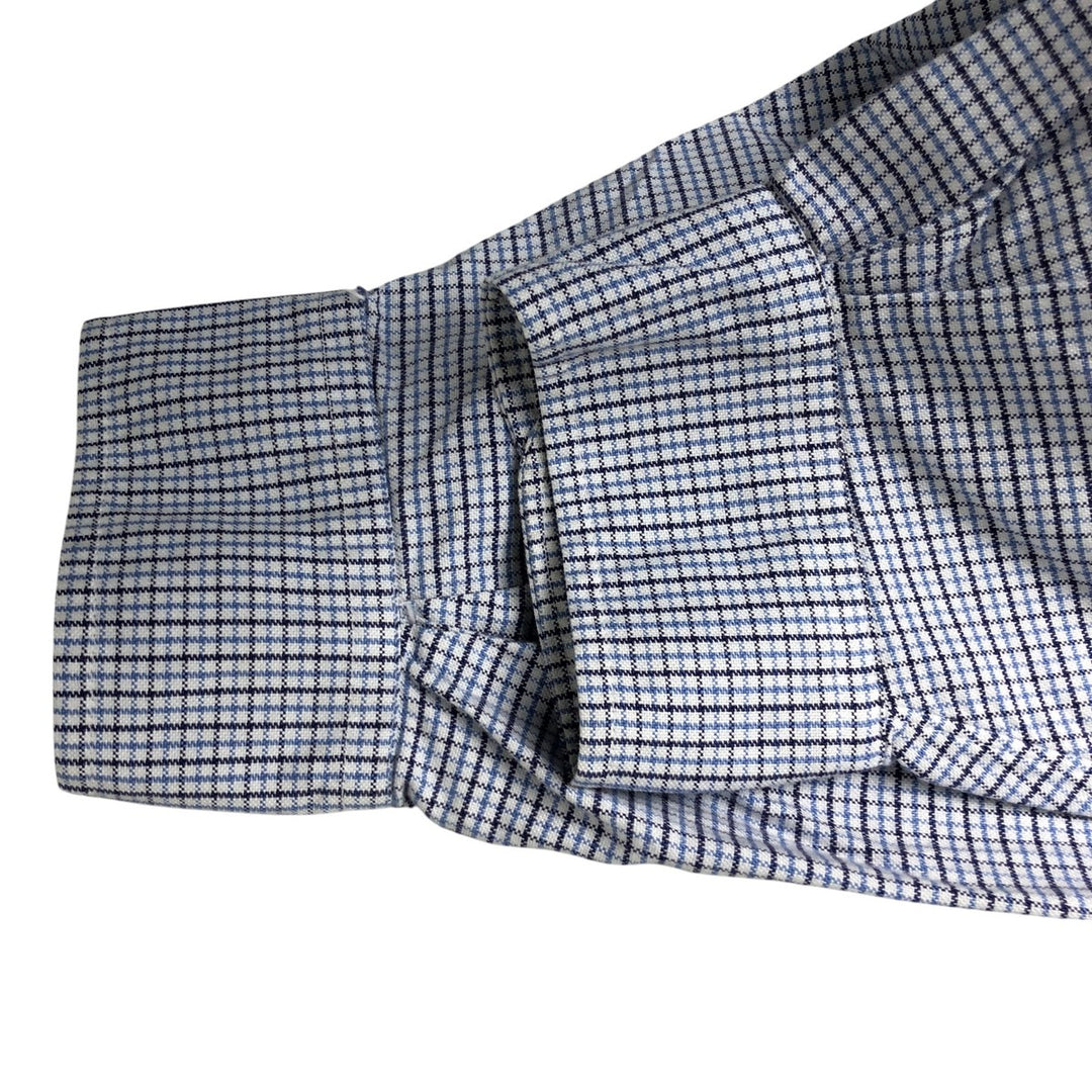 Brooks Brothers MAKERS Long Sleeve Button-Down Check Shirt Made in USA Men's XL Supima Cotton blue type Vintage Second Hand