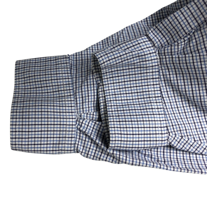 Brooks Brothers MAKERS Long Sleeve Button-Down Check Shirt Made in USA Men's XL Supima Cotton blue type Vintage Second Hand