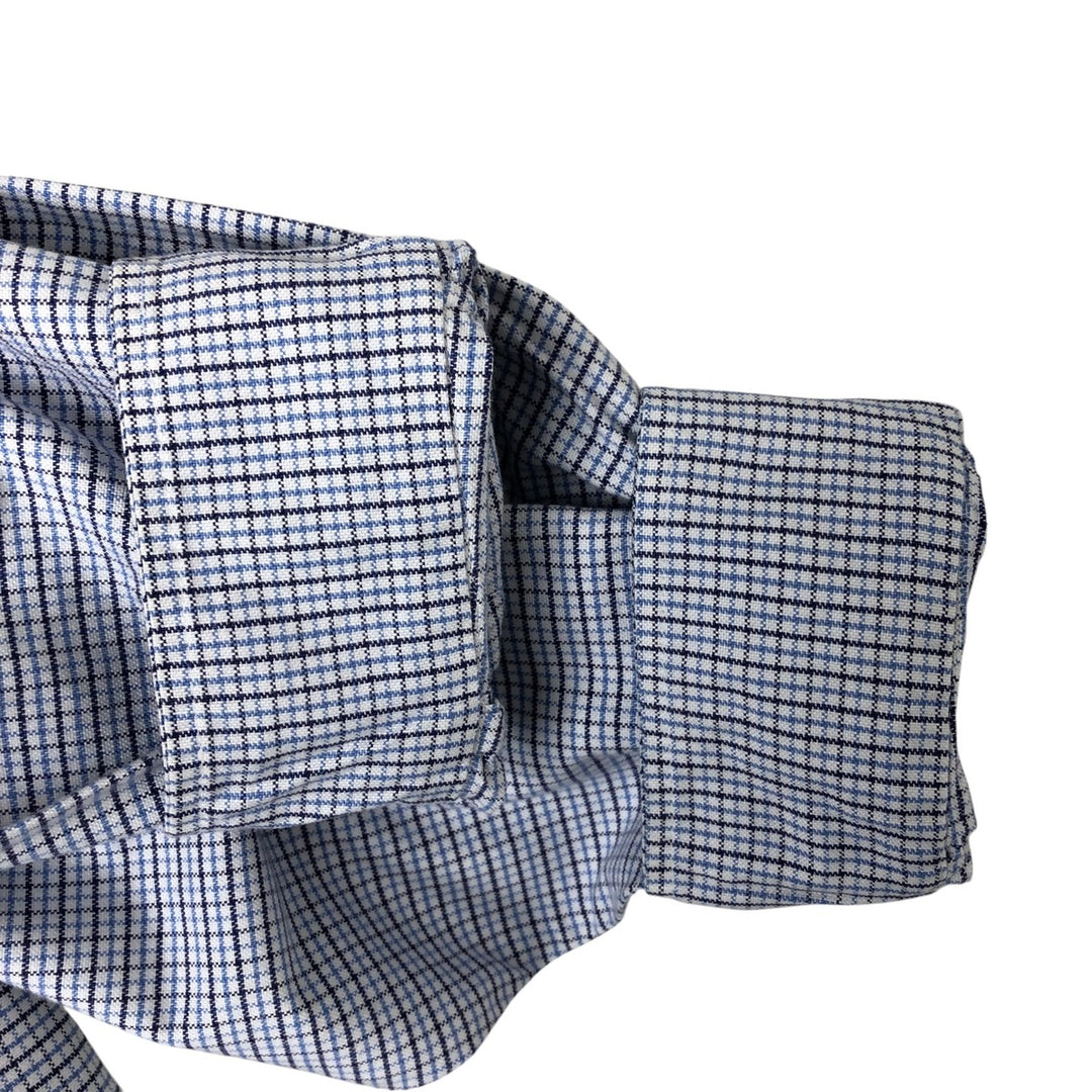 Brooks Brothers MAKERS Long Sleeve Button-Down Check Shirt Made in USA Men's XL Supima Cotton blue type Vintage Second Hand
