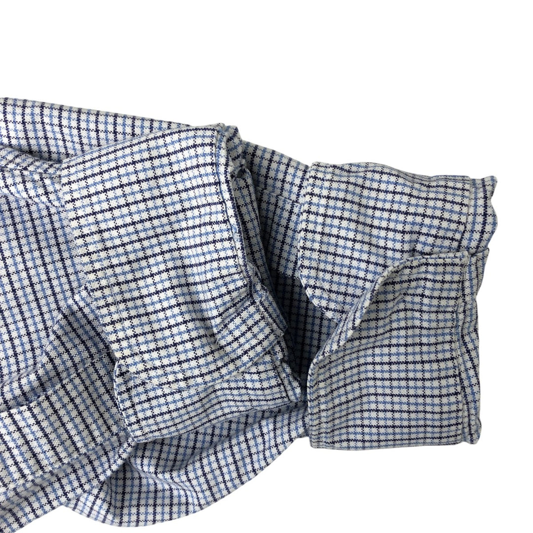 Brooks Brothers MAKERS Long Sleeve Button-Down Check Shirt Made in USA Men's XL Supima Cotton blue type Vintage Second Hand