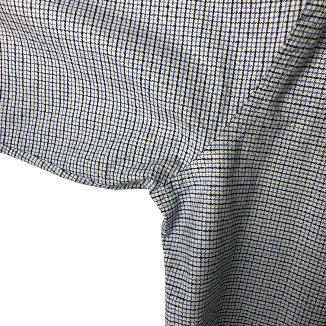 Brooks Brothers MAKERS Long Sleeve Button-Down Check Shirt Made in USA Men's XL Supima Cotton blue type Vintage Second Hand