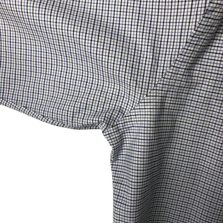Brooks Brothers MAKERS Long Sleeve Button-Down Check Shirt Made in USA Men's XL Supima Cotton blue type Vintage Second Hand