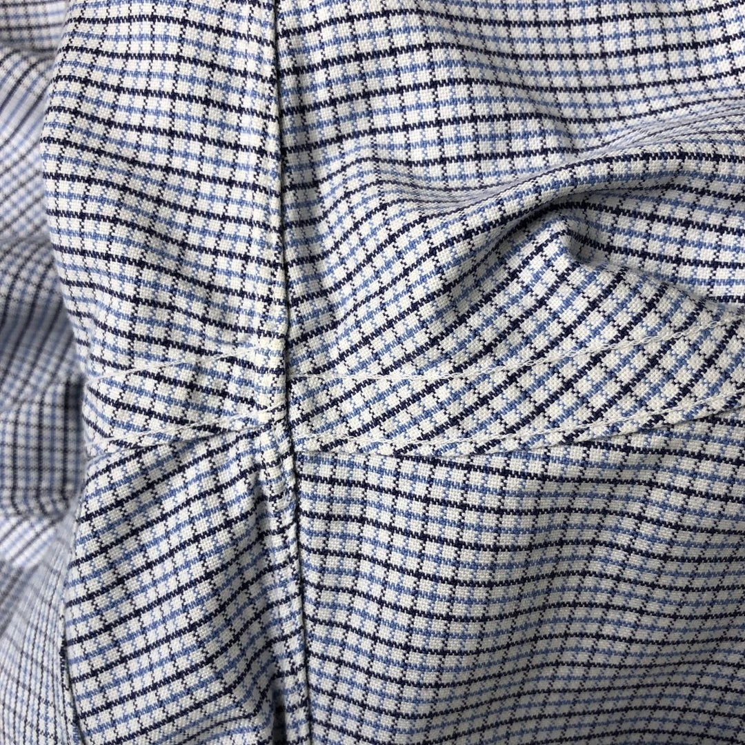 Brooks Brothers MAKERS Long Sleeve Button-Down Check Shirt Made in USA Men's XL Supima Cotton blue type Vintage Second Hand