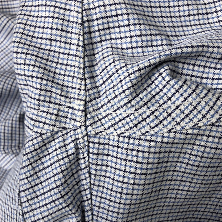 Brooks Brothers MAKERS Long Sleeve Button-Down Check Shirt Made in USA Men's XL Supima Cotton blue type Vintage Second Hand