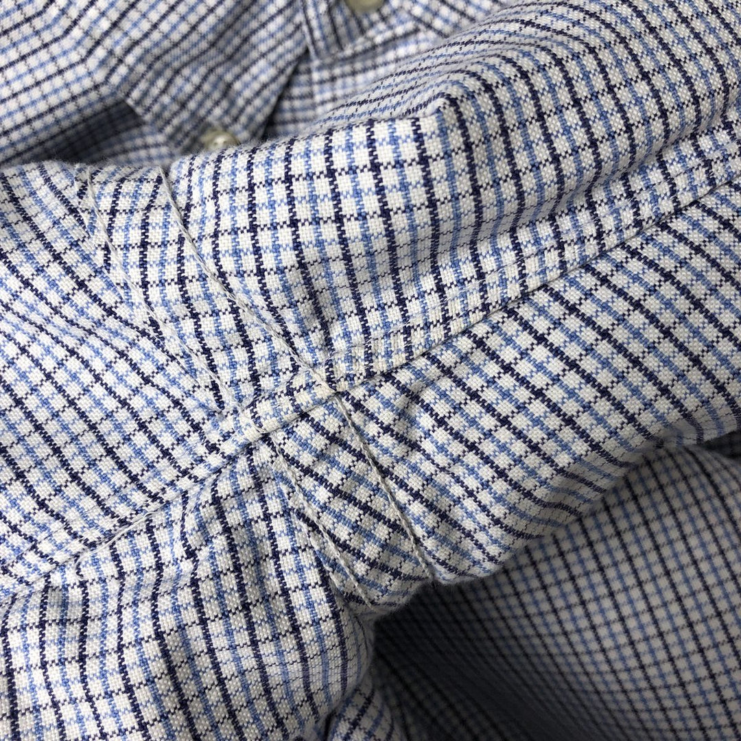 Brooks Brothers MAKERS Long Sleeve Button-Down Check Shirt Made in USA Men's XL Supima Cotton blue type Vintage Second Hand