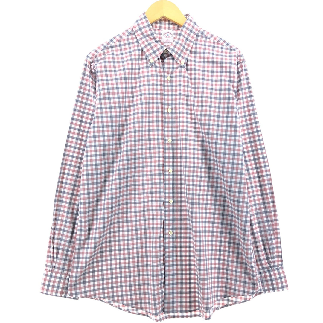 Brooks Brothers Est.1818 Long Sleeve Button-Down Check Shirt Made in USA Men's Size L cotton red type Vintage Second Hand