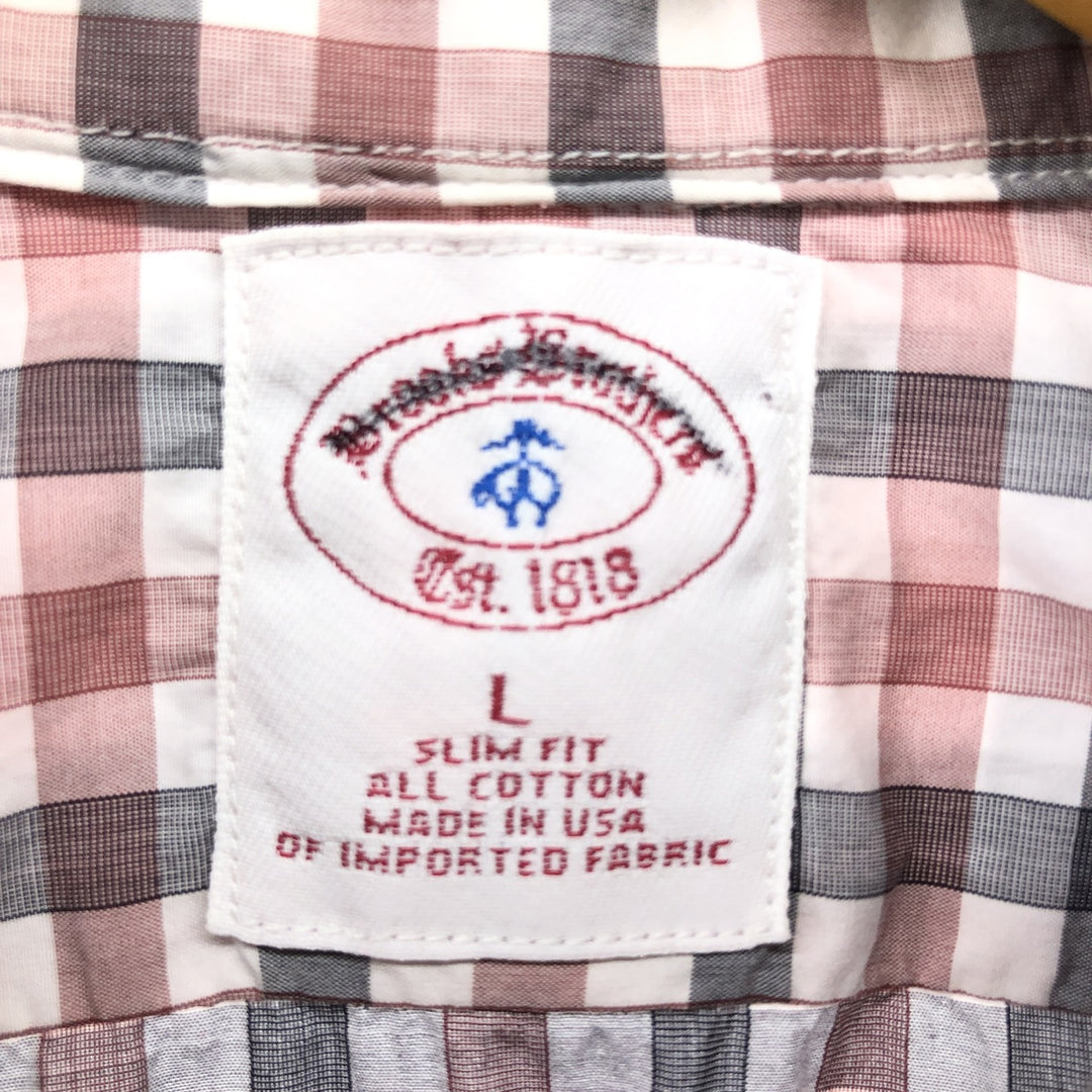 Brooks Brothers Est.1818 Long Sleeve Button-Down Check Shirt Made in USA Men's Size L cotton red type Vintage Second Hand
