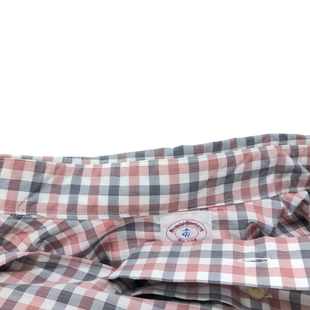 Brooks Brothers Est.1818 Long Sleeve Button-Down Check Shirt Made in USA Men's Size L cotton red type Vintage Second Hand