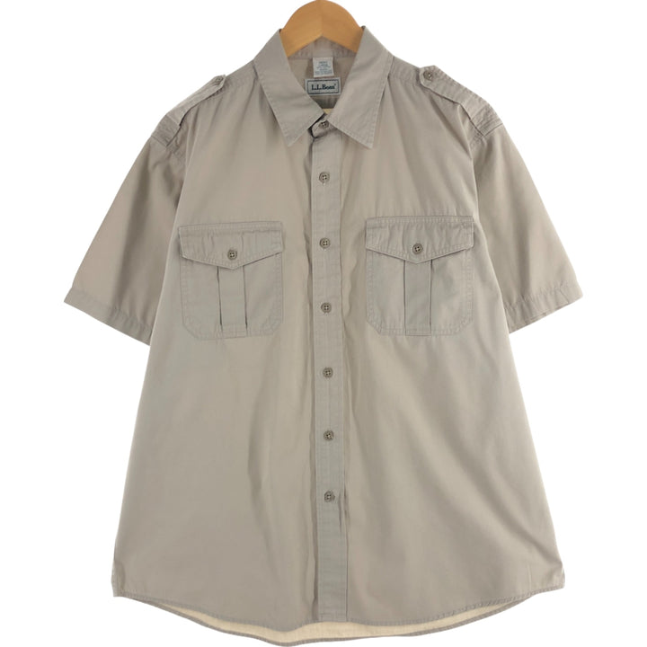 LLBean short sleeve cotton shirt, men's size L cotton Beige type Vintage Second Hand
