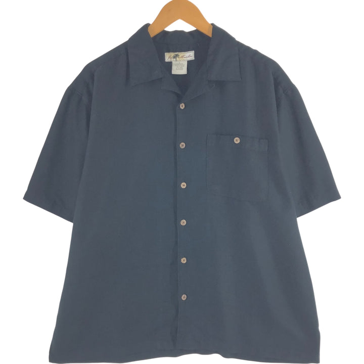 JOE MANLIN short sleeve open collar rayon shirt box shirt men's size L Rayon black type Vintage Second Hand