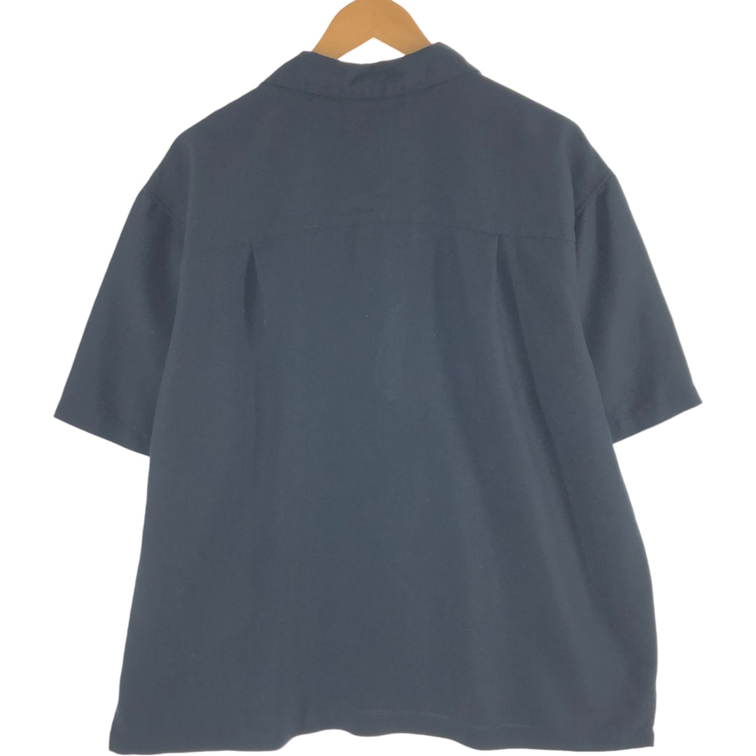 JOE MANLIN short sleeve open collar rayon shirt box shirt men's size L Rayon black type Vintage Second Hand