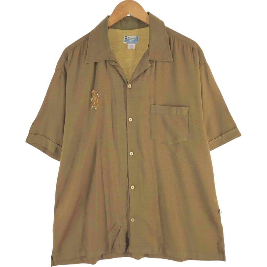 BC ETHIC Short Sleeve Open Collar Rayon Shirt Box Shirt Made in USA Men's L size Rayon ocher yellow type Vintage Second Hand