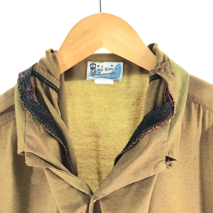 BC ETHIC Short Sleeve Open Collar Rayon Shirt Box Shirt Made in USA Men's L size Rayon ocher yellow type Vintage Second Hand