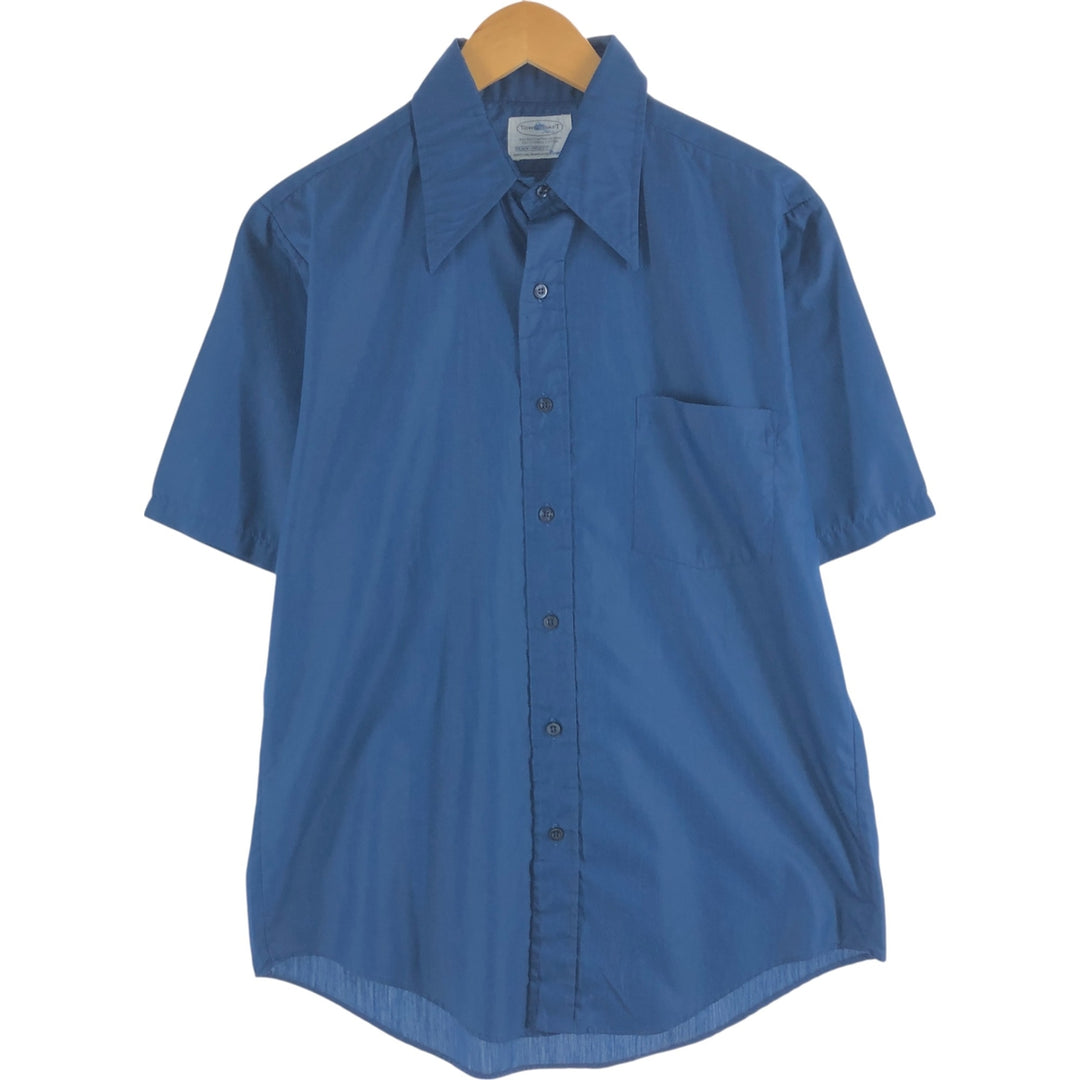 60s-70'S Penney's TOWNCRAFT short sleeve poly shirt, men's size M, vintage polyester blue type Vintage Second Hand