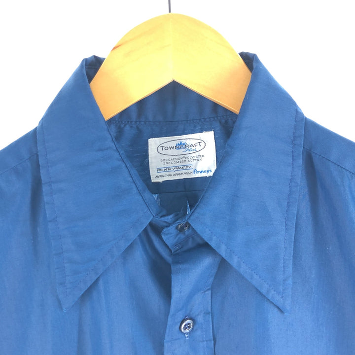 60s-70'S Penney's TOWNCRAFT short sleeve poly shirt, men's size M, vintage polyester blue type Vintage Second Hand