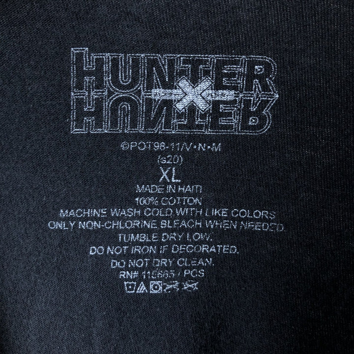 HUNTER HUNTER Anime Character Print T-shirt Men's XL size cotton black type Vintage Second Hand
