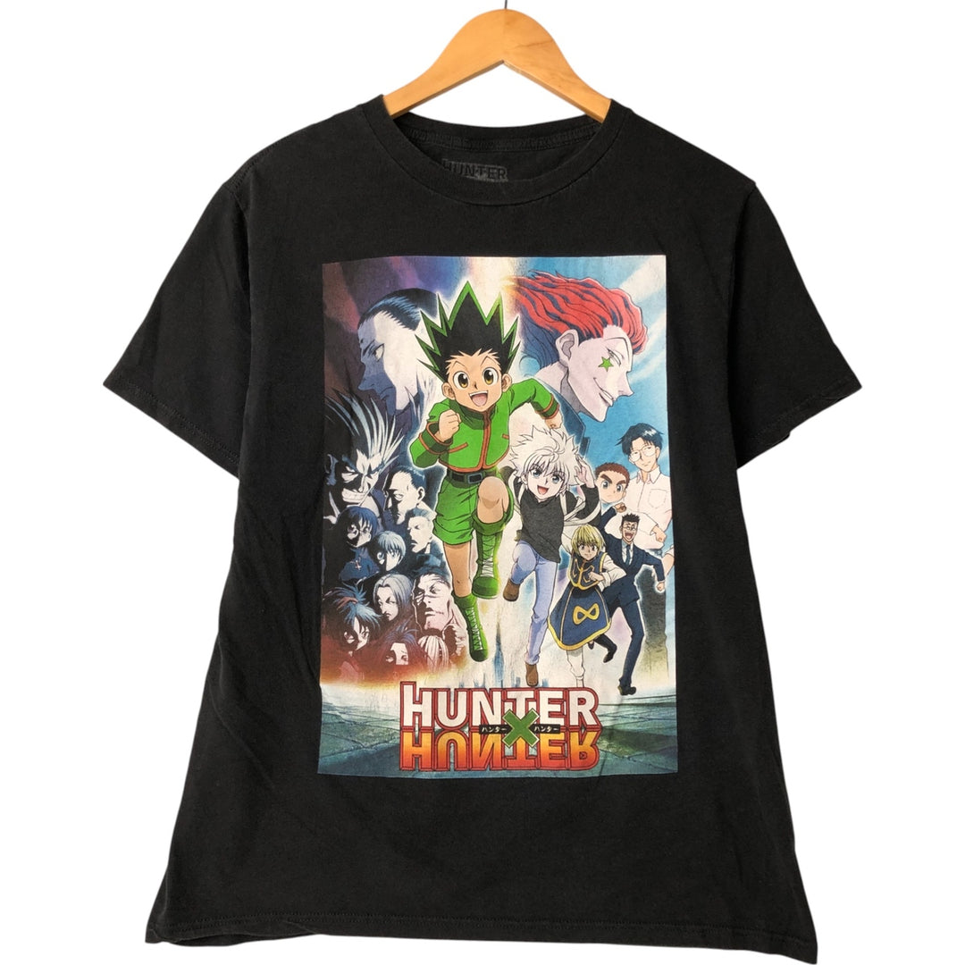 HUNTER HUNTER Anime Character Print T-shirt Men's M size cotton black type Vintage Second Hand