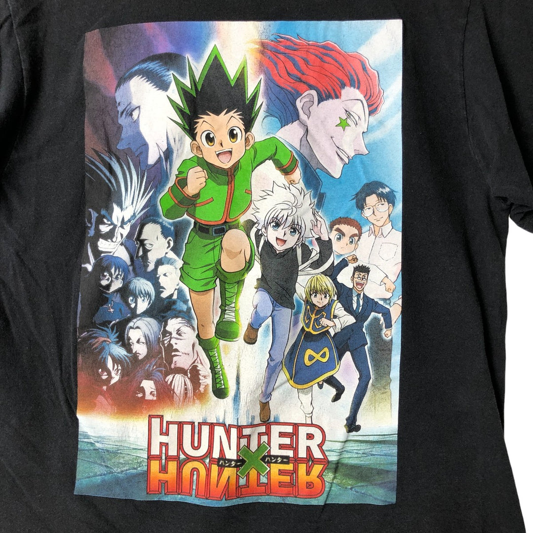 HUNTER HUNTER Anime Character Print T-shirt Men's M size cotton black type Vintage Second Hand