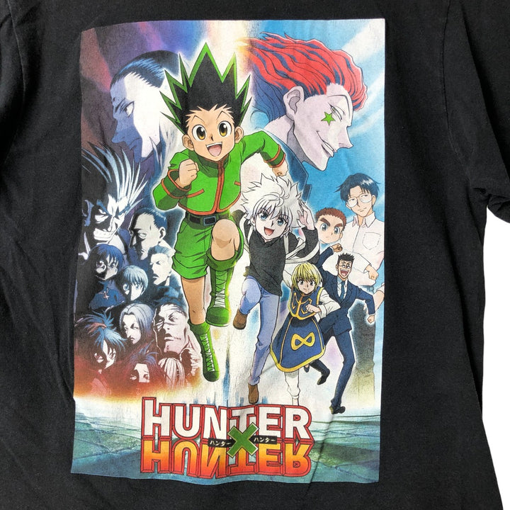 HUNTER HUNTER Anime Character Print T-shirt Men's M size cotton black type Vintage Second Hand