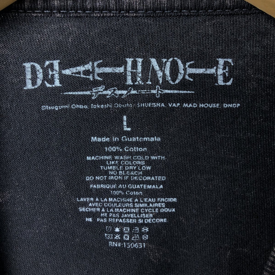 DEATH NOTE Anime Character Print T-Shirt Men's Size L cotton black type Vintage Second Hand