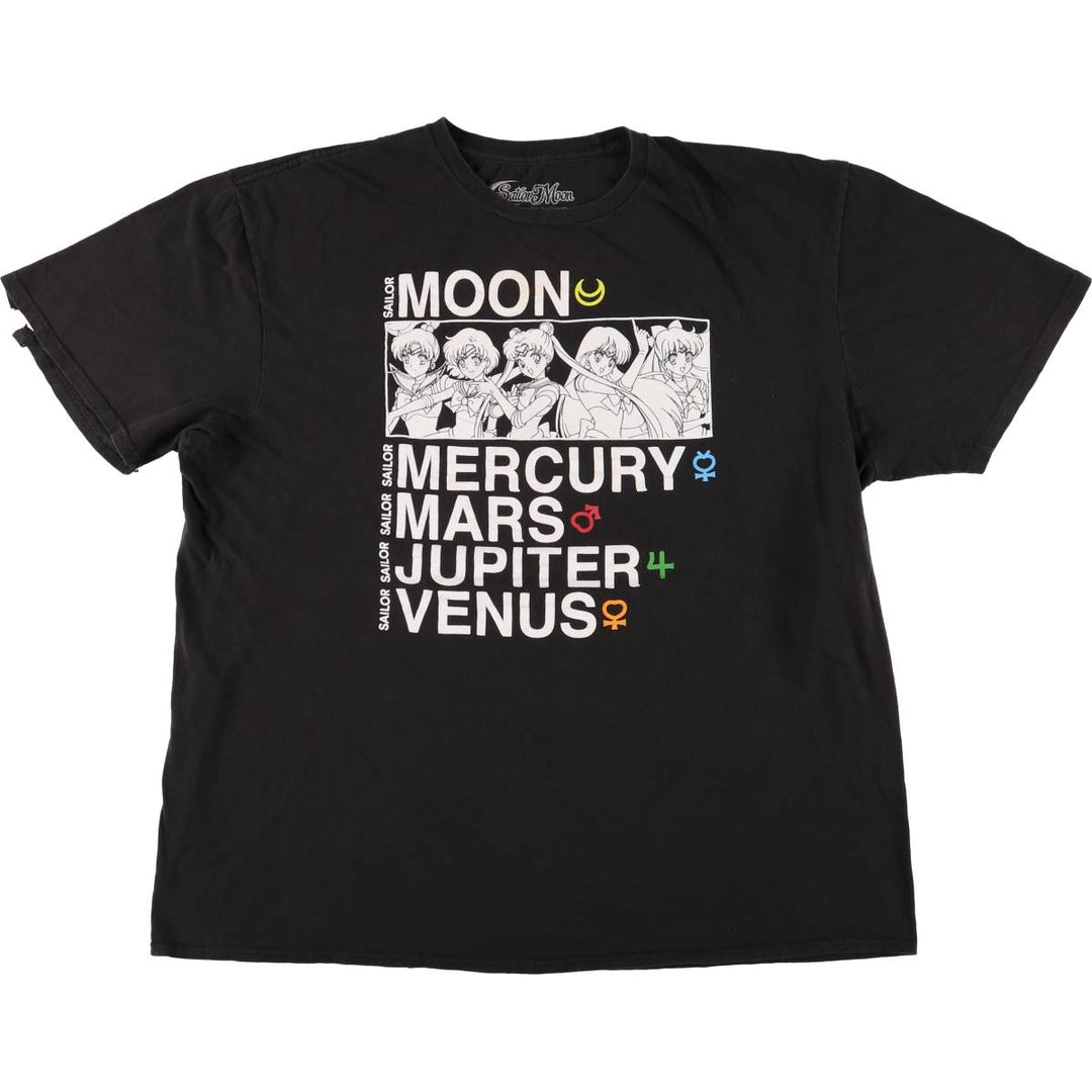 SAILOR MOON Pretty Guardian Sailor Moon Anime Character Print T-shirt Men's XXL cotton black type Vintage Second Hand