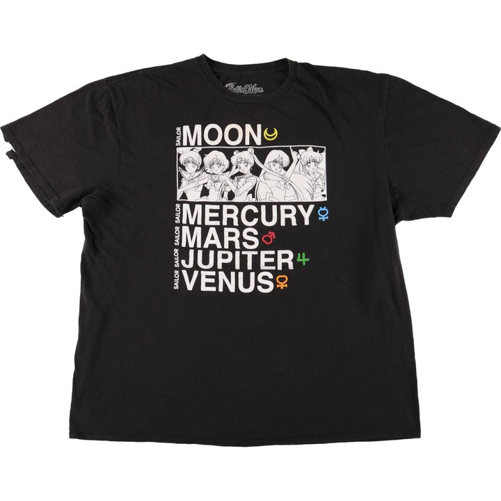 SAILOR MOON Pretty Guardian Sailor Moon Anime Character Print T-shirt Men's XXL cotton black type Vintage Second Hand