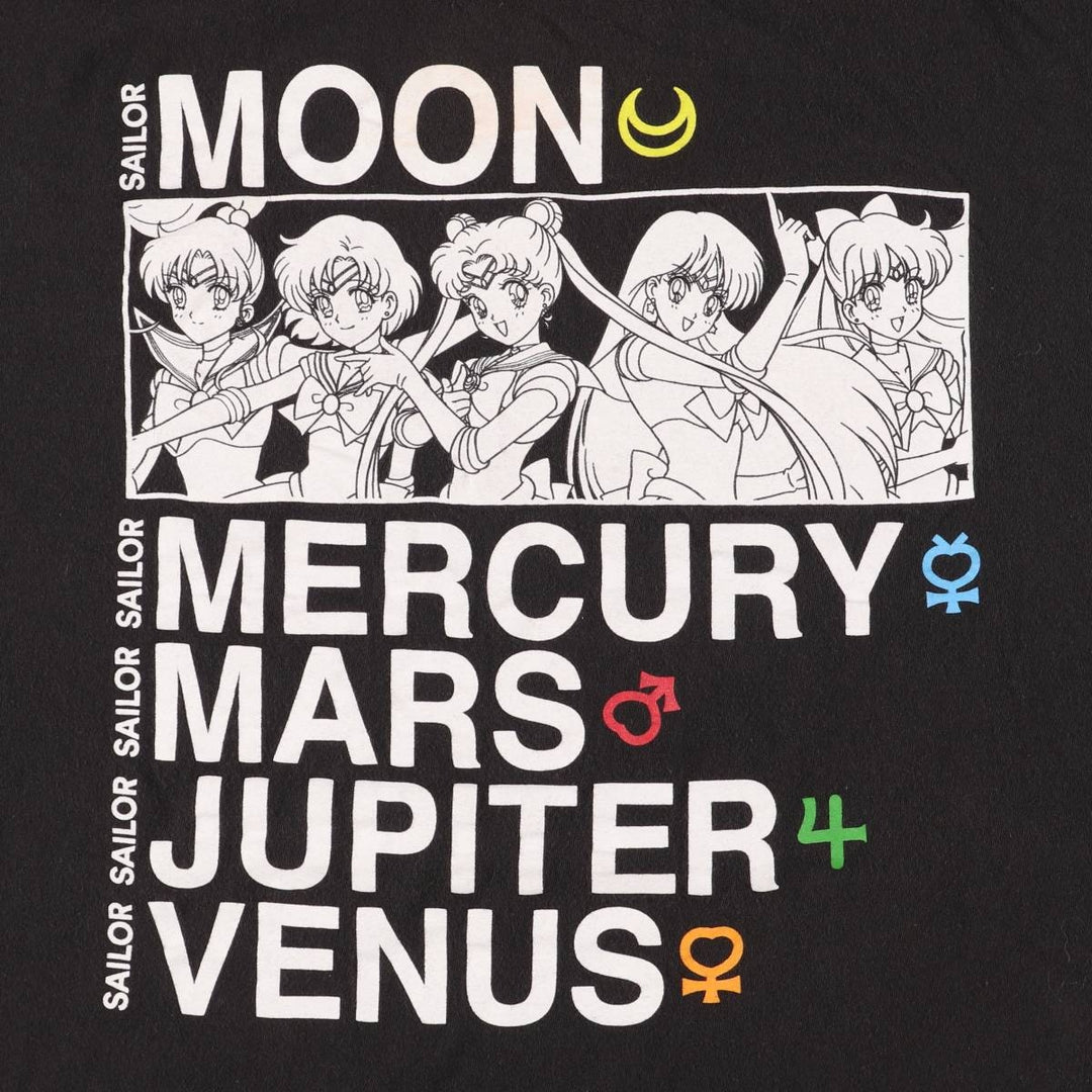SAILOR MOON Pretty Guardian Sailor Moon Anime Character Print T-shirt Men's XXL cotton black type Vintage Second Hand