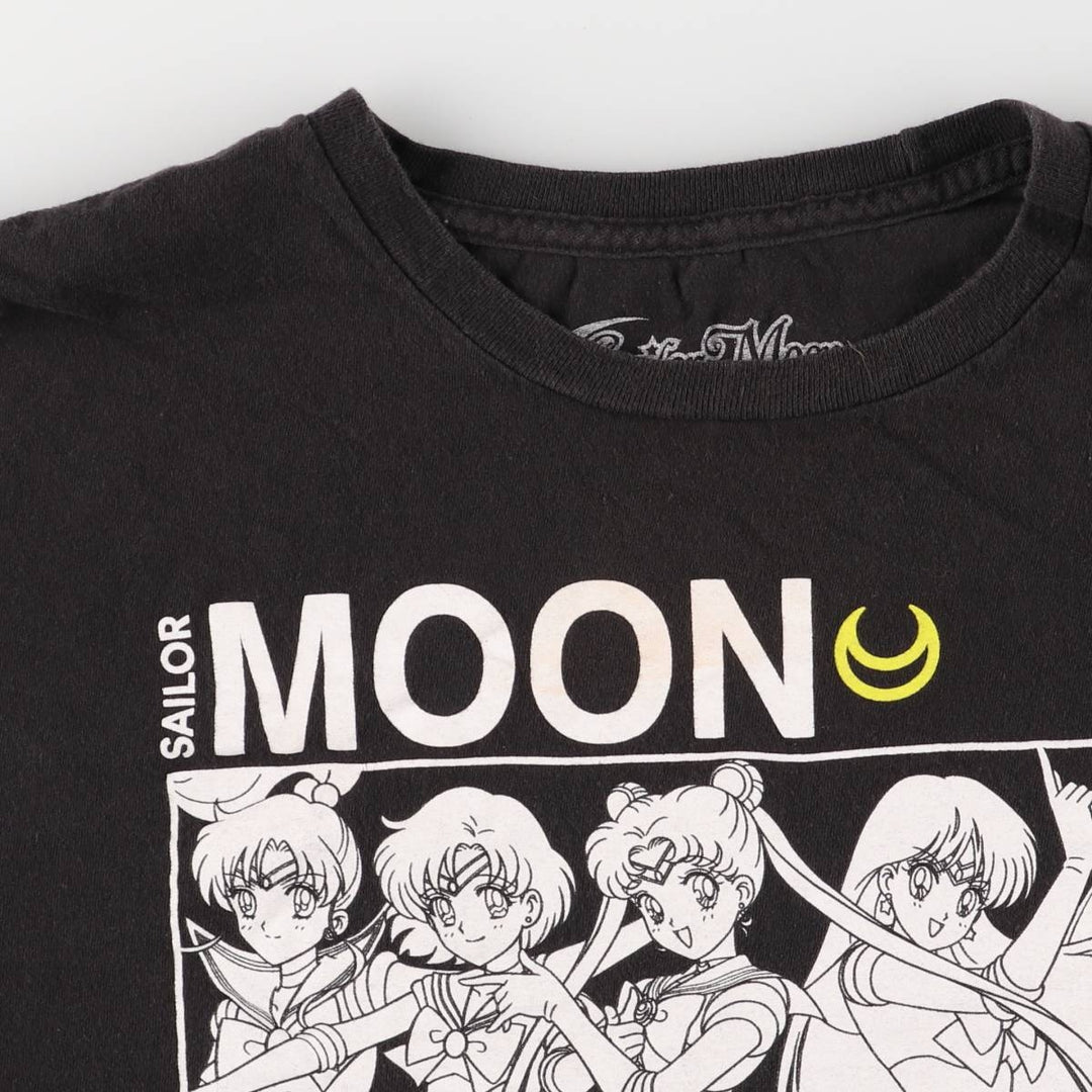 SAILOR MOON Pretty Guardian Sailor Moon Anime Character Print T-shirt Men's XXL cotton black type Vintage Second Hand