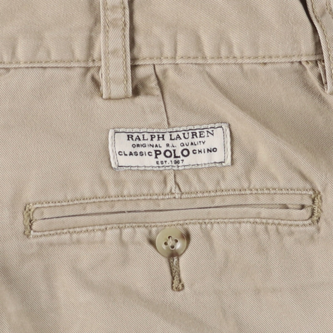 Ralph Lauren POLO by Ralph Lauren TYLER SHORT Two-pleat chino shorts, short pants, men's size W34 cotton Beige type Vintage Second Hand