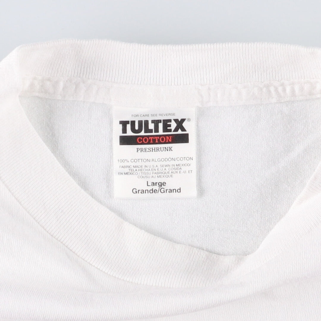 Vintage 90'S TULTEX printed T-shirt, size L for men cotton white type Vintage Second Hand