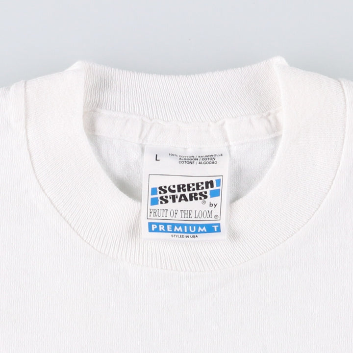 90'S Fruit of the Loom SCREEN STARS Screen Stars Printed T-shirt Men's L size Vintage cotton white type Vintage Second Hand